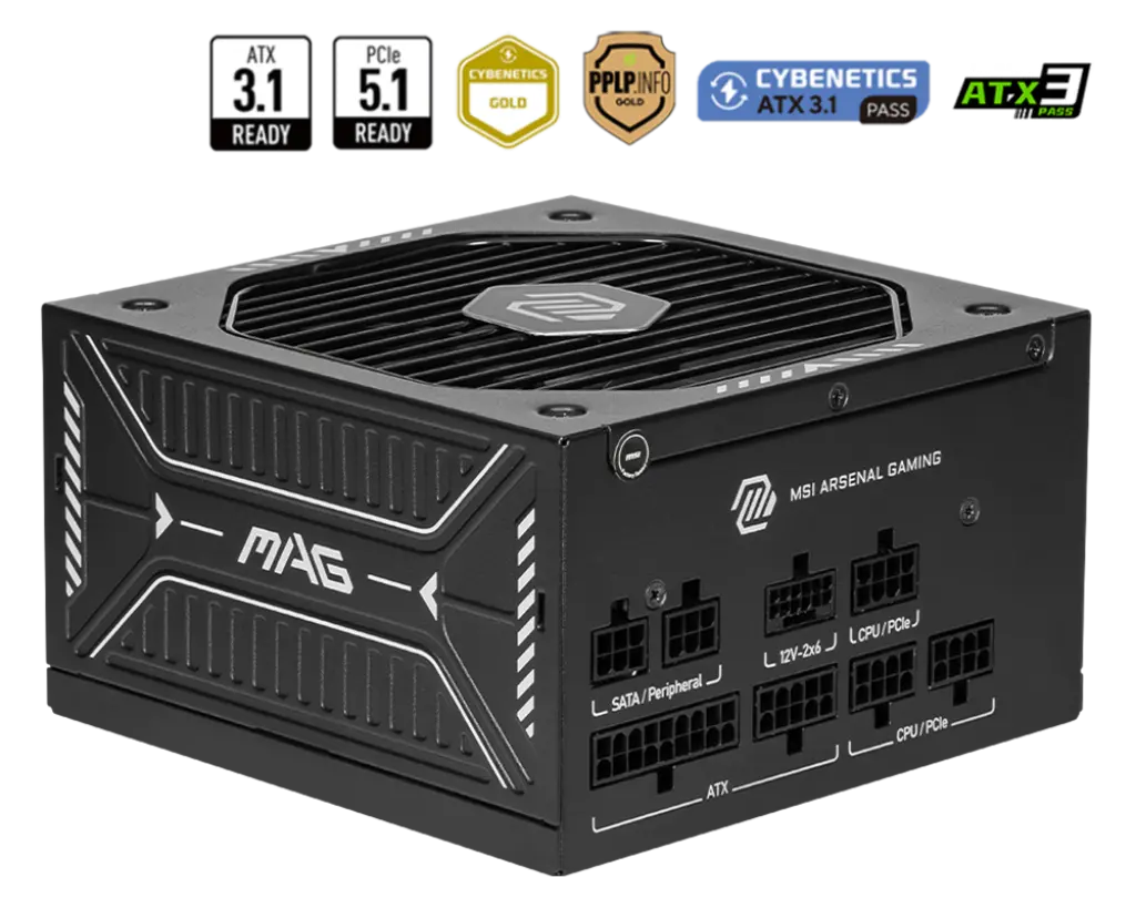 MAG A750GLS PCIE5 ATX V3.1 750W&nbsp; PCIE 5.1 READY 80+ GOLD POWER SUPPLY