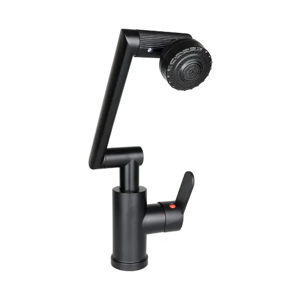 SİYAH - 1080 DERECE DÖNEBİLEN ÇOK FONKSİYONLU MUSLUK BATARYA KTX-3307 (4745)