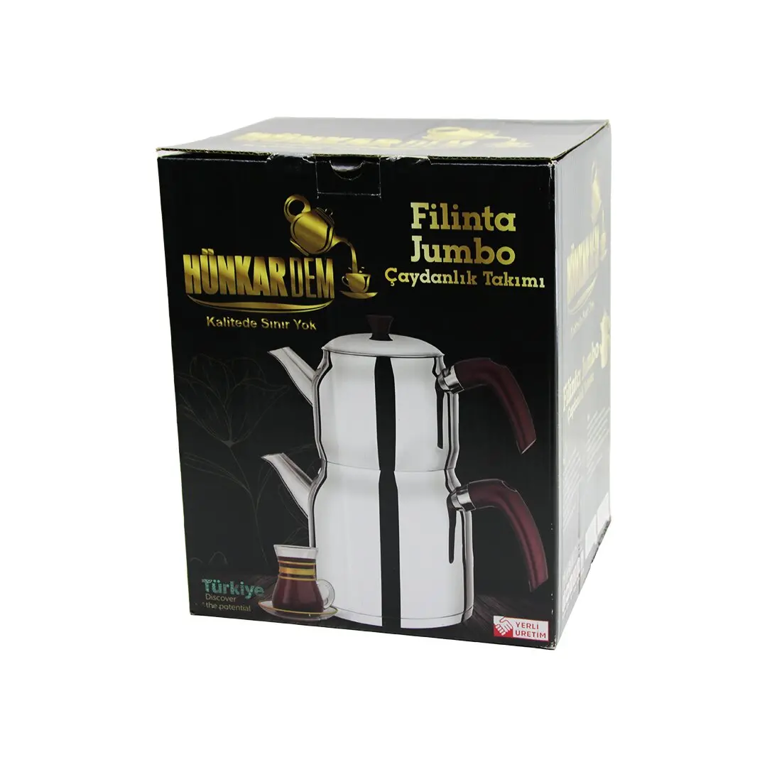 FİLİNTA JUMBO BOY ÇELİK ÇAYDANLIK SETİ ÇİFT KAPAKLI RENKLİ BAKALİT KULP ÜST DEMLİK: 2LT - ALT SULUK: 4LT KENDİNDEN SÜZGEÇLİ (4745)