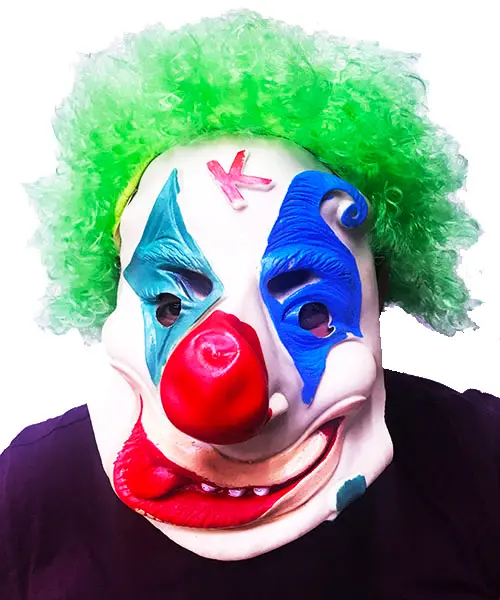 Yeşil Renk Afro Bonus Peruklu Palyaço Lateks Et Maske (4745)
