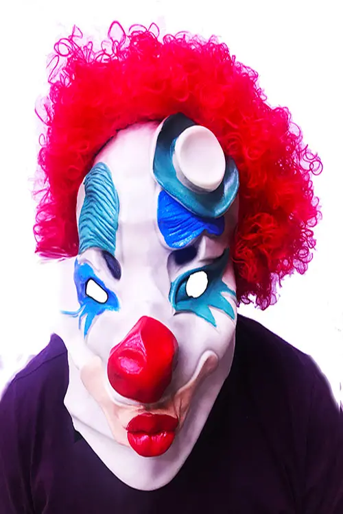 Kırmızı Renk Afro Bonus Peruklu Palyaço Lateks Et Maske (4745)