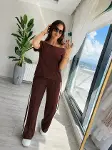 Kadın Tek Omuzdan Açık Yan şerit Detaylı Viskon Iki Iplik Bluz Ve Pantolon Ikili Takım-2