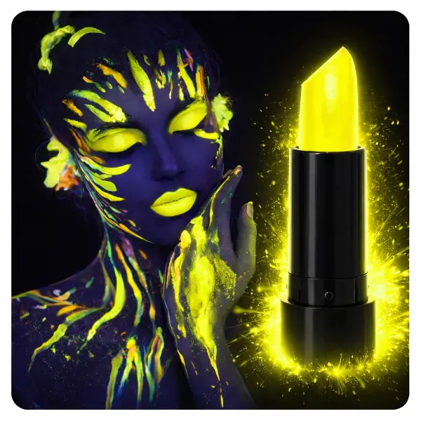 UV Neon Sarı Ruj – Karanlıkta Parlayan Makyaj Boyası (4745)