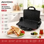 AWOX ORİON  KIRMIZI   8 DİLİM  ELEKTRİKLİ  TEFLON TOST MAKİNESİ  -  180° IZGARA   6 KADEME ISI AYARI   1800W (4745)-4