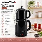 AWOX FRESCO SİYAH ELEKTRİKLİ ÇAY MAKİNESİ ÇAYCI SET 1.7LT SU ISITICI + 1.2LT DEMLİK PASLANMAZ ÇELİK GÖVDE 2200W (4745)-2
