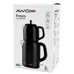 AWOX FRESCO KIRMIZI ELEKTRİKLİ ÇAY MAKİNESİ ÇAYCI SET 1.7LT SU ISITICI + 1.2LT DEMLİK PASLANMAZ ÇELİK GÖVDE 2200W (4745)-2