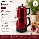 AWOX FRESCO KIRMIZI ELEKTRİKLİ ÇAY MAKİNESİ ÇAYCI SET 1.7LT SU ISITICI + 1.2LT DEMLİK PASLANMAZ ÇELİK GÖVDE 2200W (4745)-3