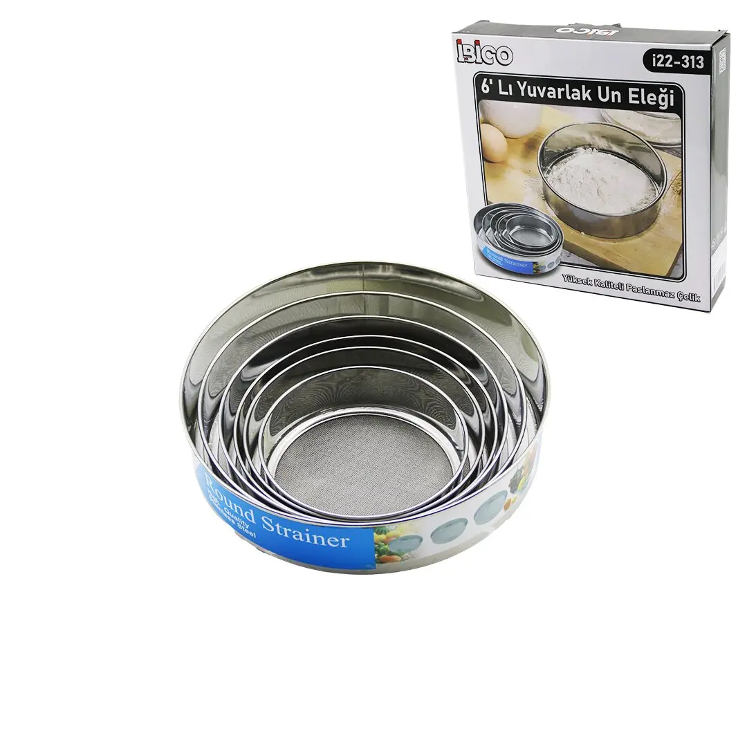 RAUND STRAİNER 6PCS METAL UN ELEK SETİ 15-17.5-19-20.5-24-27CM (4745)