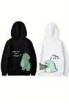 Sevgililer Günü Baskılı Oversize Kapüşonlu Sweatshirt Hoodie - Beyaz-2