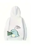 Sevgililer Günü Baskılı Oversize Kapüşonlu Sweatshirt Hoodie - Beyaz-1
