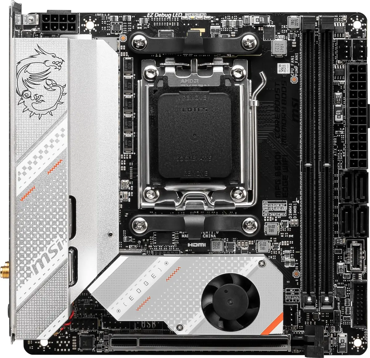 MB MPG B650I EDGE WIFI AM5 DDR5 7200MHZ(OC) HDMI M.2 USB3.2 2.5G LAN WIFI 6E Mini-ITX