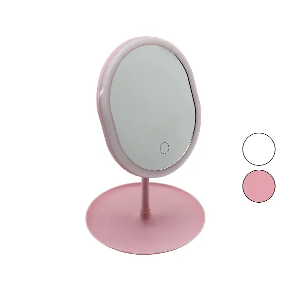 YUVARLAK- DÜZ KENAR 7 İNÇ LEDLİ - USB ŞARJLI MAKYAJ AYNASI 90°TAKILIKLI AYAKR.PLS 17.5CM (4745)