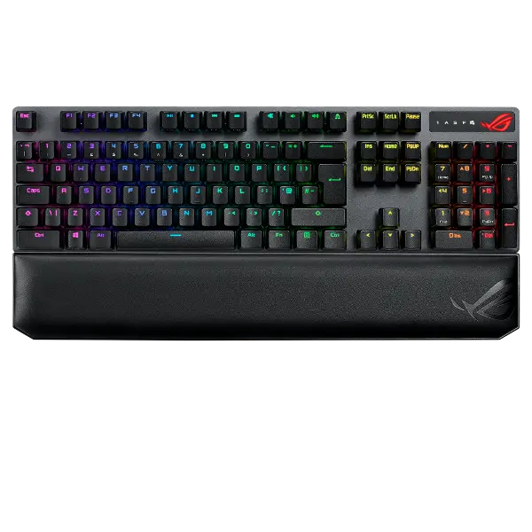 ROG STRIX SCOPE II 96 WL/NX SNOW/ABS/TR WIRELESS OYUNCU KLAVYESİ 3 FARKLI BAĞLANTI TÜRKÇE TUŞ DİZİLİMİ (2.4GHz RF, BLUETOOTH, KABLOLU) ROG NX SNOW MEKANİK SWITCH AURA SYNC RGB VE BİLEK DESTEĞİ