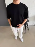 Erkek Duble Kol Basic Tişört-2