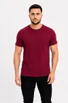 Erkek Basic Tişört Bisiklet Yaka Kısa Kol Günlük Yazlık Slim Fit T-Shirt - Bordo-2