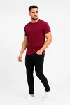 Erkek Basic Tişört Bisiklet Yaka Kısa Kol Günlük Yazlık Slim Fit T-Shirt - Bordo-3