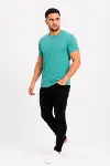 Erkek Basic Tişört Bisiklet Yaka Kısa Kol Günlük Yazlık Slim Fit T-Shirt - Su Yeşili-3