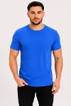 Erkek Basic Tişört Bisiklet Yaka Kısa Kol Günlük Yazlık Slim Fit T-Shirt - Saks Mavisi-2