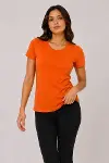 Basic Tişört Bisiklet Yaka Kısa Kol Günlük Yazlık Slim Fit T-Shirt - Turuncu-2
