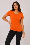 Basic Tişört Bisiklet Yaka Kısa Kol Günlük Yazlık Slim Fit T-Shirt - Turuncu-1