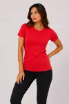 Basic Tişört Bisiklet Yaka Kısa Kol Günlük Yazlık Slim Fit T-Shirt - Kırmızı-3