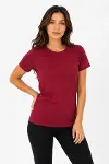Basic Tişört Bisiklet Yaka Kısa Kol Günlük Yazlık Slim Fit T-Shirt - Bordo-1