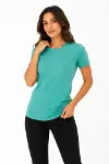 Basic Tişört Bisiklet Yaka Kısa Kol Günlük Yazlık Slim Fit T-Shirt - Su Yeşili-3