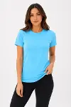 Basic Tişört Bisiklet Yaka Kısa Kol Günlük Yazlık Slim Fit T-Shirt - Turkuaz-3