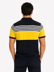 Erkek Pike Kumaş Çizgili Polo Yaka Tişört Kısa Kol Yazlık T-Shirt - Lacivert-2