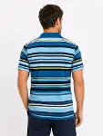 Erkek Çizgili Polo Yaka Tişört Kısa Kol Yazlık T-Shirt Regular Fit - Mavi-2