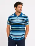 Erkek Çizgili Polo Yaka Tişört Kısa Kol Yazlık T-Shirt Regular Fit - Mavi-1