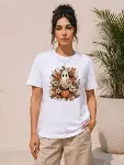 Balkabağı Hayalet Baskılı Tişört Kısa Kol Yazlık T-Shirt - Beyaz-2