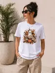 Balkabağı Hayalet Baskılı Tişört Kısa Kol Yazlık T-Shirt - Beyaz-3