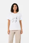 Köpek Figürlü Minimal Baskılı Tişört Kısa Kol Yazlık T-Shirt - Beyaz-4