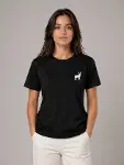 Minimal Geyik Logolu Tişört Bisiklet Yaka Kısa Kol Yazlık T-Shirt - Siyah-1