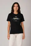 Müzik Temalı Baskılı Tişört Bisiklet Yaka Kısa Kol T-Shirt - Siyah-3
