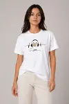 Müzik Temalı Baskılı Tişört Bisiklet Yaka Kısa Kol T-Shirt - Beyaz-2