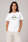 Müzik Temalı Baskılı Tişört Bisiklet Yaka Kısa Kol T-Shirt - Beyaz-3