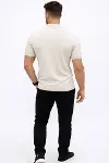 Erkek Yazlık Triko Tişört Kısa Kol Polo Yaka Düğmeli T-Shirt - Krem-2