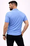 Erkek Yazlık Triko Tişört Kısa Kol Polo Yaka Düğmeli T-Shirt - Bebek Mavisi-4