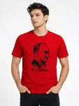 Erkek Atatürk Baskılı Tişört Kısa Kollu Bisiklet Yaka T-Shirt - Kırmızı-2