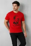 Erkek Atatürk Baskılı Tişört Kısa Kollu Bisiklet Yaka T-Shirt - Kırmızı-3