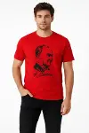 Erkek Atatürk Baskılı Tişört Kısa Kollu Bisiklet Yaka T-Shirt - Kırmızı-1