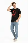 Erkek Atatürk Baskılı Tişört Kısa Kollu Bisiklet Yaka T-Shirt - Siyah-2