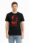 Erkek Atatürk Baskılı Tişört Kısa Kollu Bisiklet Yaka T-Shirt - Siyah-1