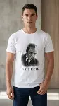 Erkek Atatürk Baskılı Tişört Kısa Kollu Bisiklet Yaka  T-Shirt - Beyaz-2