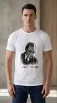 Erkek Atatürk Baskılı Tişört Kısa Kollu Bisiklet Yaka  T-Shirt - Beyaz-1