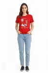 Atatürk Baskılı Tişört Kısa Kollu Bisiklet Yaka  T-Shirt - Kırmızı-3