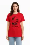 Atatürk Baskılı Tişört Kısa Kollu Bisiklet Yaka  T-Shirt - Kırmızı-3