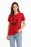 Atatürk Baskılı Tişört Kısa Kollu Bisiklet Yaka  T-Shirt - Kırmızı-1